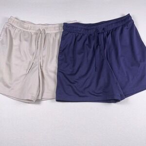 All in Motion Men's Mesh Athletic Shorts Set of 2‎ Navy Beige Gym Workout